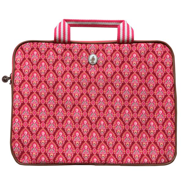 Czerwona torba - etui na laptopa z eleganckim motywem z syntetycznego materiału lepszego od skóry.
