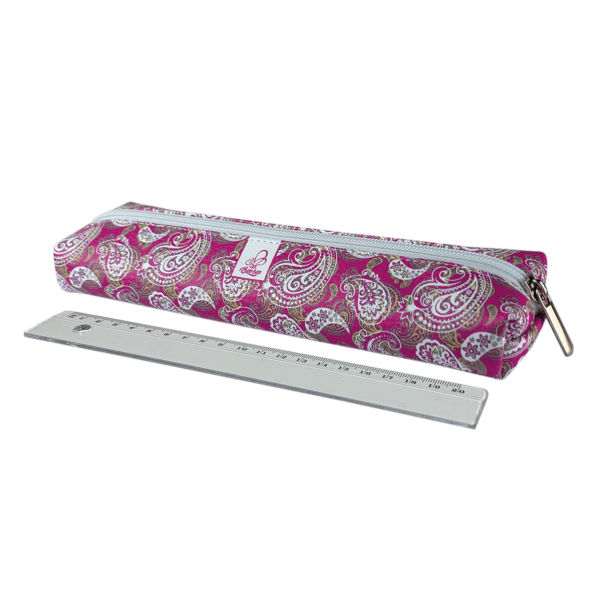 Etui saszetka piórnik z ekoskóry jamnik paisley fuksja złota 5903641204439