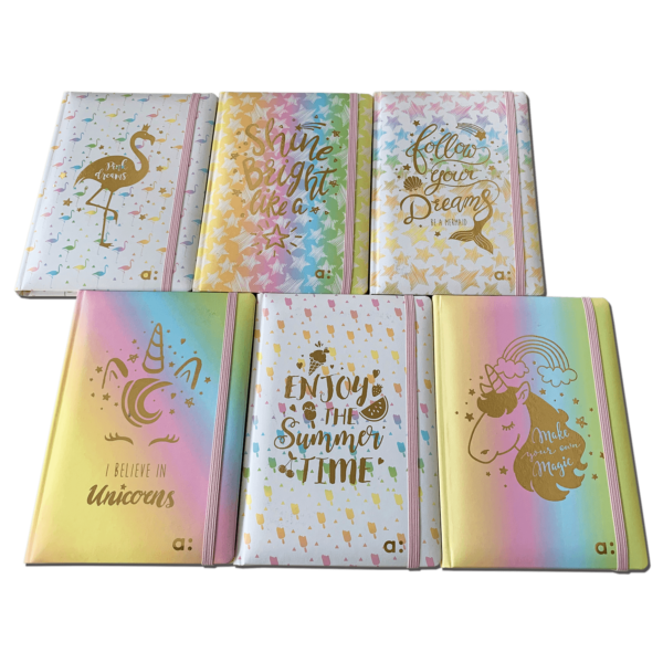 Notes A5 w oprawie twardej gąbkowej z gumką gładki Rainbow 5601199190784