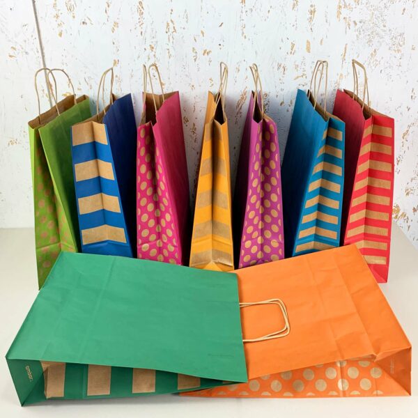 Torba ozdobna Kraft L 32cm x 12cm x 42cm różne kolory 5601199176184