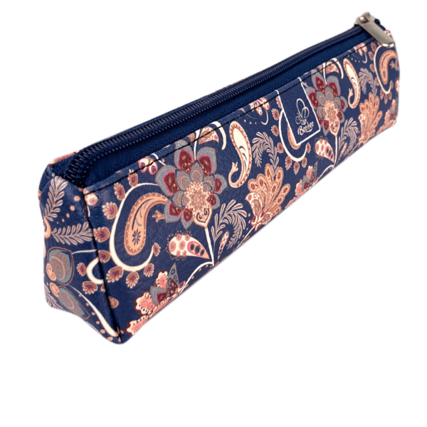 ETUI SASZETKA PIÓRNIK TRÓJKĄTNY PAISLEY KWIATY BLUE 5903641206181