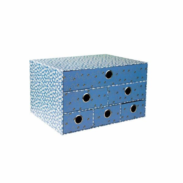 Pudełko na biurko z 6 szufladkami Blue B'LOG FLOWERS 5604730097313