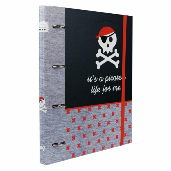 Segregator A4 4-ringowy z gumką z wkładem i przekładkami w kratkę B'LOG PIRATES 5604730098440