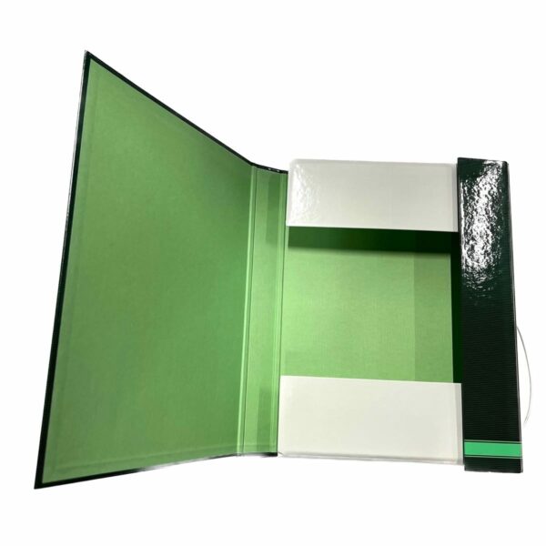 Teczka box A4 z gumką Classic Colors zielona otwarta 5604730042313