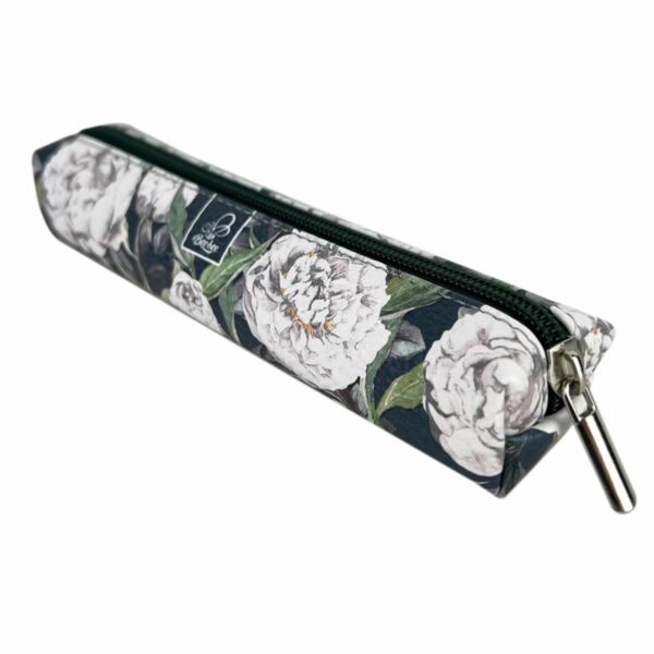 Etui saszetka piórnik mini prostokąt peonie w zieleni