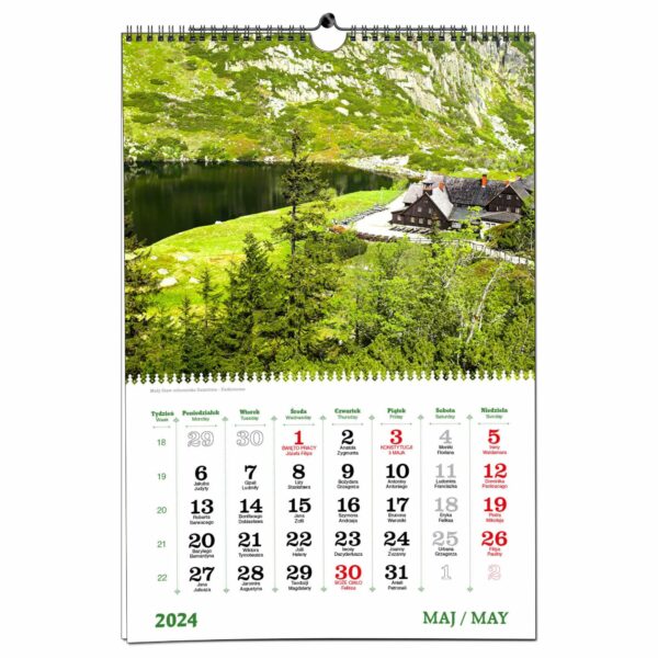 Kalendarz 2024 ścienny B3 33 x 48 cm 7 planszowy POLSKIE GÓRY