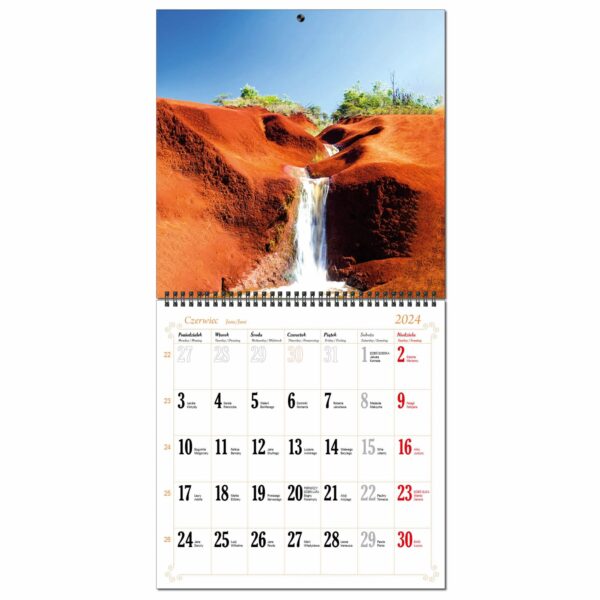 Kalendarz 2024 ścienny duży 30 x 60 cm 13 planszowy WODA W PRZYRODZIE