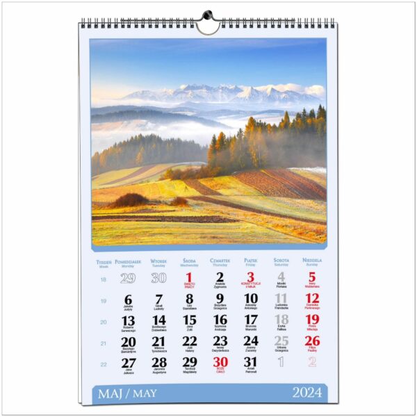 Kalendarz 2024 ścienny B3 33 x 48 cm 13 planszowy POLSKIE KRAJOBRAZY