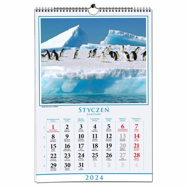 Kalendarz 2024 ścienny B3 33 x 48 cm 13 planszowy PODRÓŻE