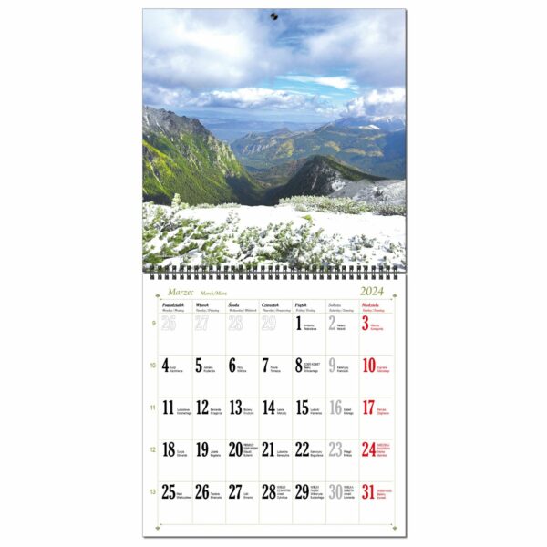Kalendarz 2024 ścienny duży 30 x 60 cm 13 planszowy TATRY