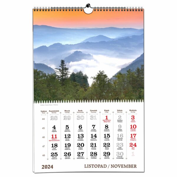 Kalendarz 2024 ścienny B3 33 x 48 cm 13 planszowy POLSKIE GÓRY