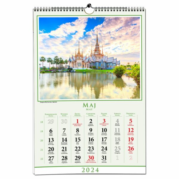 Kalendarz 2024 ścienny B3 33 x 48 cm 13 planszowy PODRÓŻE