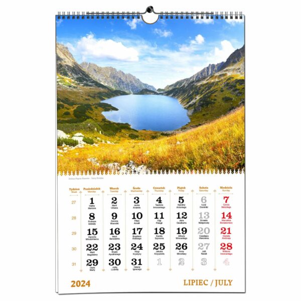 Kalendarz 2024 ścienny B3 33 x 48 cm 13 planszowy TATRY