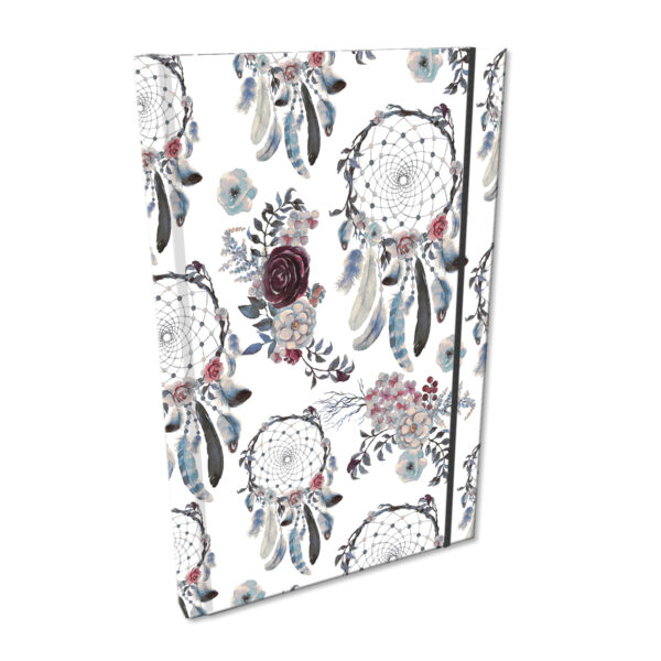 Elegancki Notes Notatnik z gumką A5 192 strony w kratkę Soft Touch BOHO ŁAPACZ SNÓW