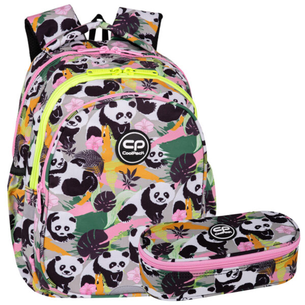 Zestaw dla dziewczynki do klasy 1-3 plecak i piórnik Coolpack Panda Gang