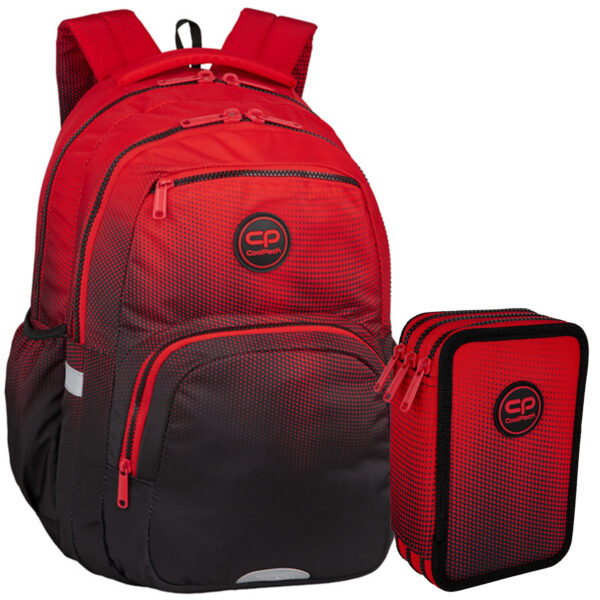 Zestaw dla chłopca do klasy 4-8 plecak i piórnik Coolpack Gradient czarno czerwony