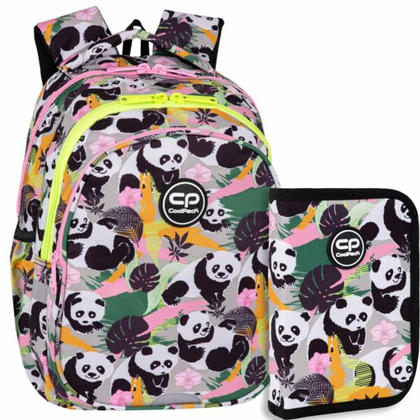 Zestaw dla dziewczynki do klasy 1-3 plecak i piórnik Coolpack Panda Gang