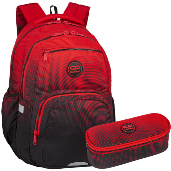 Zestaw dla chłopca do klasy 4-8 plecak i piórnik Coolpack Gradient czarno czerwony