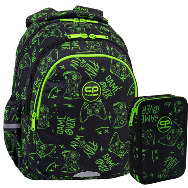 Zestaw dla chłopca do klasy 1-3 plecak i piórnik Coolpack Game Night, gracz