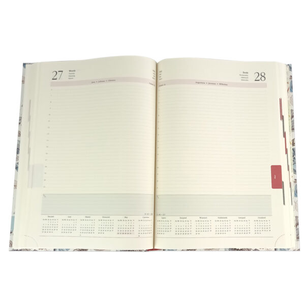 Kalendarz 2025 książkowy dzienny A4 sobota niedziela osobno soft touch MAGNOLIE DARK BLUE - obrazek 3