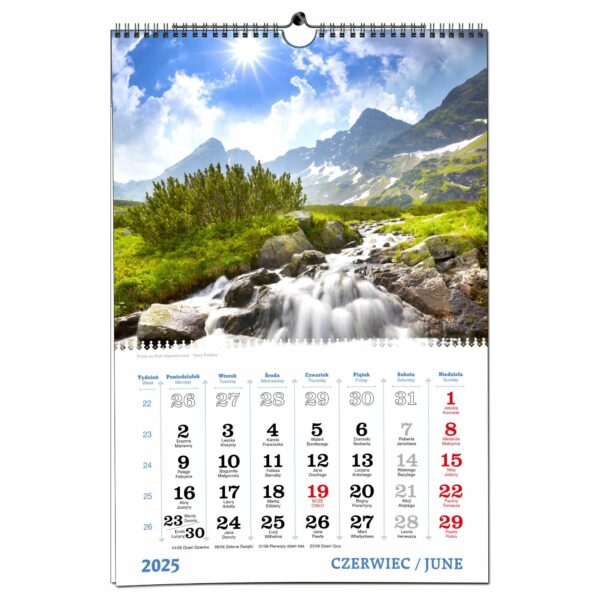 Kalendarz 2025 ścienny B3 33 x 48 cm 13 planszowy TATRY - obrazek 8