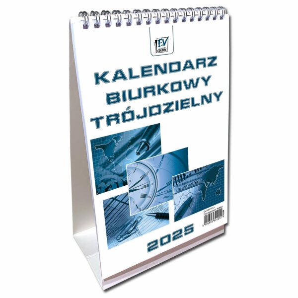 Kalendarz 2025 biurkowy pionowy trójdzielny A5