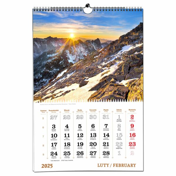 Kalendarz 2025 ścienny B3 33 x 48 cm 13 planszowy TATRY - obrazek 4