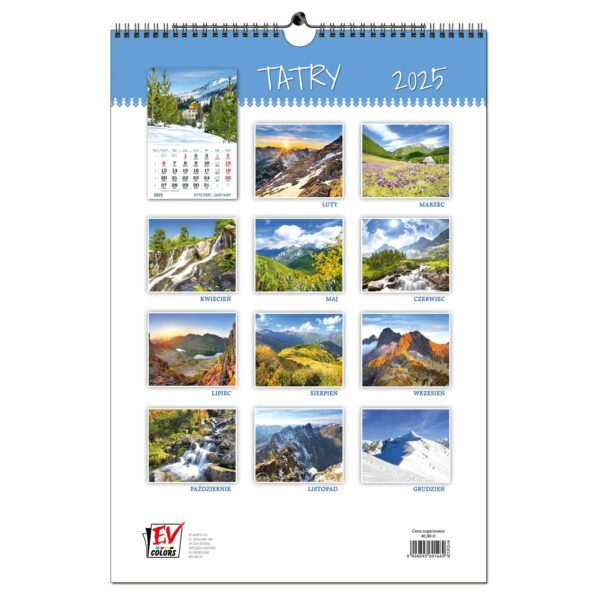 Kalendarz 2025 ścienny B3 33 x 48 cm 13 planszowy TATRY - obrazek 15