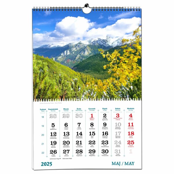 Kalendarz 2025 ścienny B3 33 x 48 cm 13 planszowy TATRY - obrazek 7